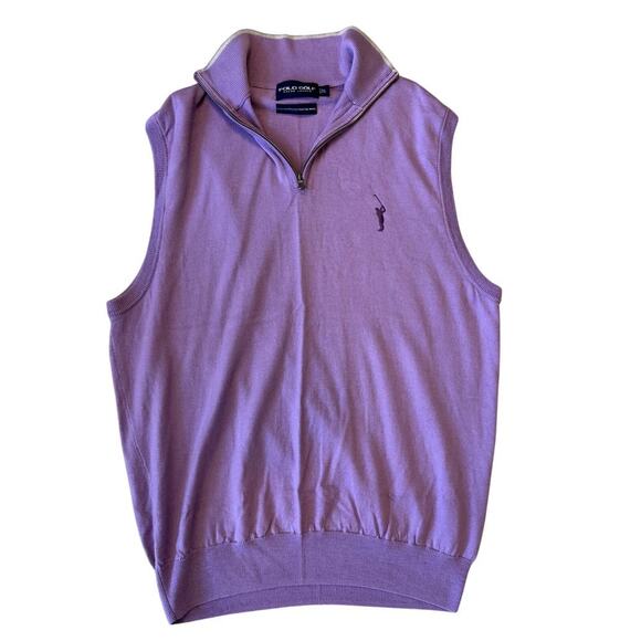VTG Rare 90s Polo Golf Ralph Lauren Purple Men's Large Vest Quarter Zip - Picture 2 of 5